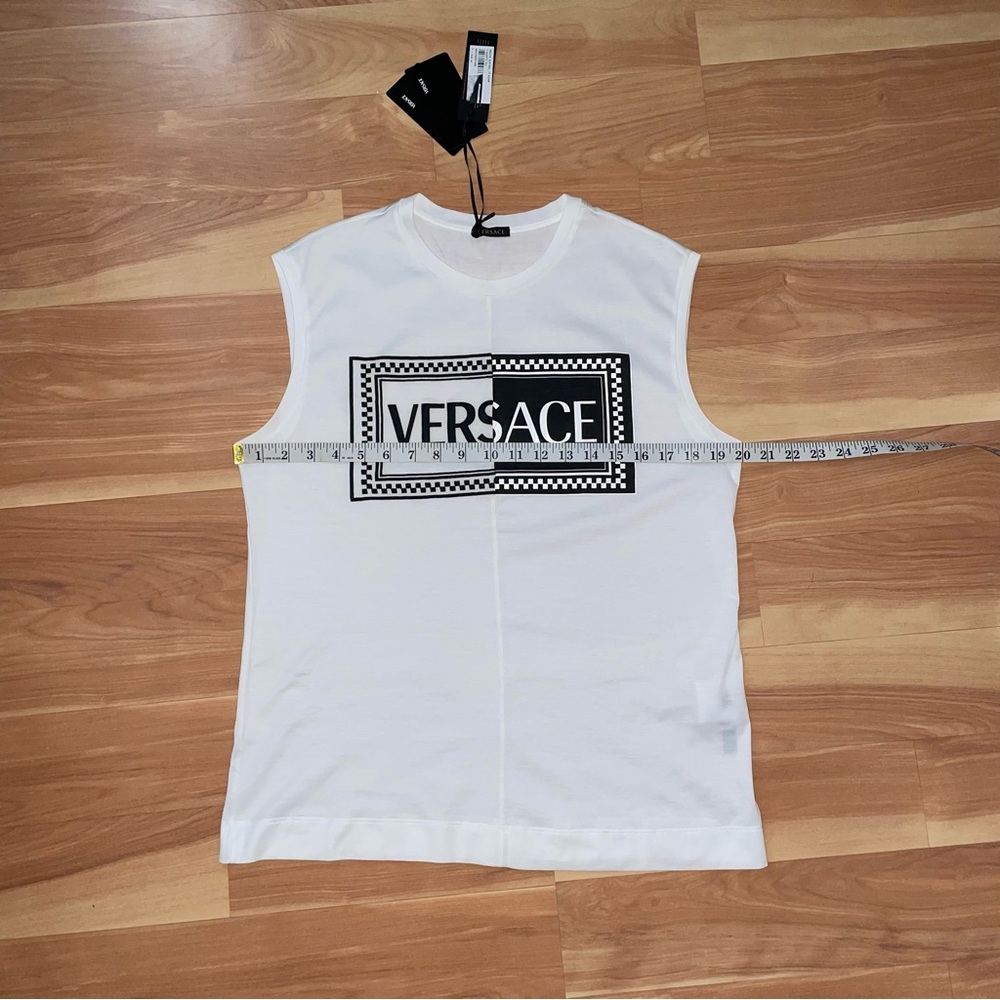 VERSACE Runway NWT Clubbing It Boy Black/White Embroidered Tank Top Sz Small 46 - Picture 5 of 14